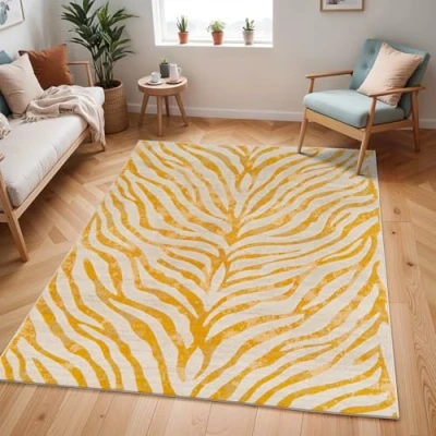 Imagen de Surya Alfombra Geométrica Luanda de Pasillo para Cocina, Entrada Abstractas Estilo Bohemio, Fácil Cuidar Larga 80x220cm, Mostaza, Beige Claro, Taupé