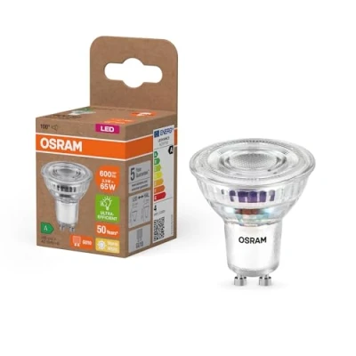 Imagen de OSRAM Energy Class PAR16 con 3,3 W, 600 lm, blanco cálido (2700 K) de vidrio transparente sin plomo casquillo GU10 en A, 50 mm diámetro, paquete IP20.6