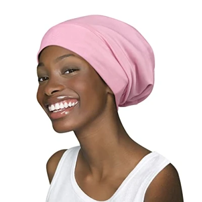 Imagen de Gorro de dormir con forro satén, ideal como regalo para mujeres encrespadas, color rosa