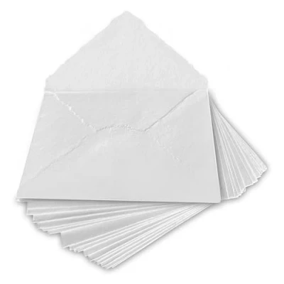 Imagen de Wanderings Sobres Blancos Hechos A Mano Con Borde Estriado 6,25X9,25&quot; / 15X23 Cm Paquete De 25 Para Anuncios, Invitaciones Boda, Tarjetas Felicitación, Manualidades Grueso 150 GSM