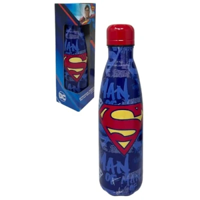 Imagen de CARTOON botella térmica de acero inoxidable con tapón desenroscable, para niños, 500 ml (Superman, azul)