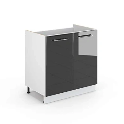 Imagen de Vicco Armario bajo para Fregadero Fame Line, Antracita Alto Brillo/Blanco, 80 cm sin encimera