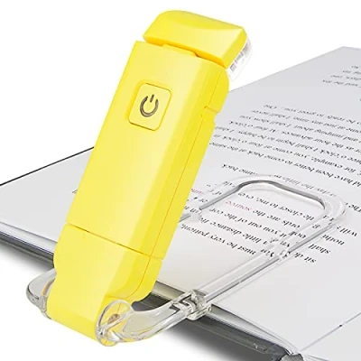 Imagen de HONWELL Luz de Libro Recargable Luces LED Lectura con Clip para Niños que Leen en La Cama, 3 Niveles Brillo Marcador Regulable Protección Ocular, Lámpara Portátil,Amarillo