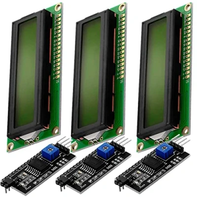 Imagen de AZDelivery 3 x HD44780 16x2 Modulo LCD Display Bundle con Interfaz I2C 2x16 Caracteres Compatible Arduino E Book Incluido! (con Fondo Verde y Negros)