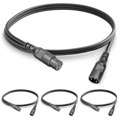 Imagen de 4Pack 1.2m Cable Dmx para Luces Xlr Macho Hembra 3 Pin de Luz Dmx, Pines Canon Conexión Señal Cabeza Movil o Par Led, Micrófono Mezclador Audio