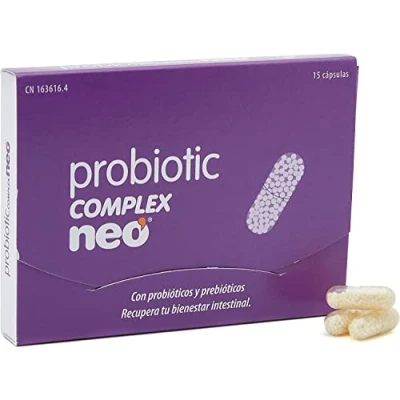 Imagen de NEO Probiotic Complex 15 Cápsulas Con Microgránulos a Base de Probióticos y Prebióticos Mejora las Funciones Digestivas Ayuda al Bienestar Intestinal