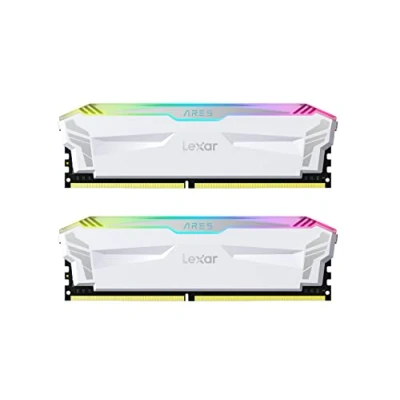 Imagen de Lexar ARES RGB Memoria RAM DDR4 16GB Kit (8GBx2) 4000 MHz, DRAM 288 Pin U DIMM PC Memoria, XMP 2.0 de Alto Rendimiento, CL18 22 42, PC4 32000, Blanco (LD4EU008G R4000GDWA)