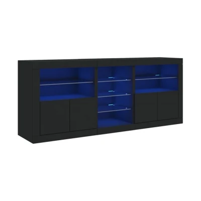 Imagen de vidaXL Aparador con Luces LED Negro 181,5x37x67 cm