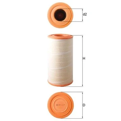 Imagen de MAHLE ORIGINAL LX 619/1 Filtro de aire 499,0 249,0 Cartucho filtrante