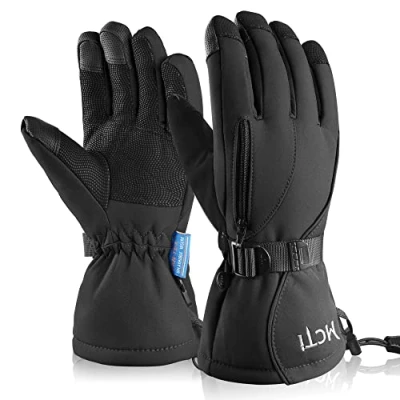 Imagen de Kineed Guantes de Esqui Hombre Calientes Invierno Nieve Snowboard Térmicos Moto Impermeable Negro XL