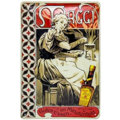 Imagen de Cartel de Chapa retro Placa cocina vintage Maggi acero en relieve decorativo, efecto 3D 30 x 20 cm