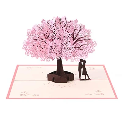 Imagen de Vicloon Tarjetas de Felicitación Pop Up 3D, para San Valentín con Sobre, Invitación Romántica Boda, Cumpleaños Rosa Sakura