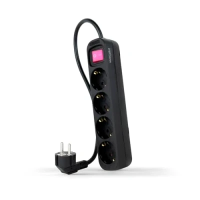 Imagen de REGLETA NANO CABLE 10.37.0004 BK 4TOMAS C/INTERRUPTOR 1,4M NEGRO