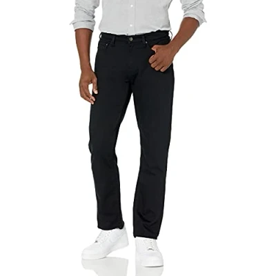 Imagen de Amazon Essentials Pantalón Vaquero Elástico de Ajuste Deportivo Hombre, Negro, 34W / 33L