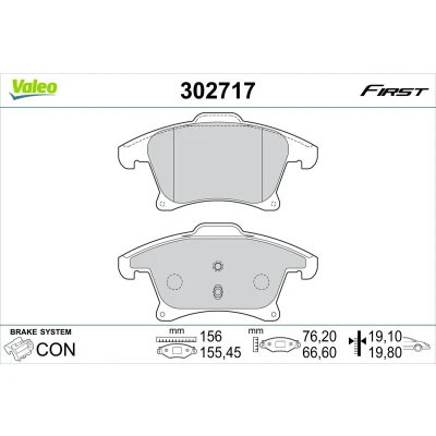 Imagen de VALEO 302717 Juego de pastillas freno Eje delantero excl. contacto avisador desgaste Chapa antichirridos FORD: Mondeo 5 Limousine,