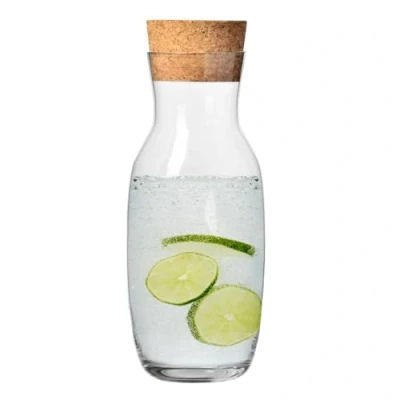 Imagen de Krosno Jarra Garrafa Agua Zumo con Corcho Tapa 1000 ML Pure Collection Perfectos para Uso en Casa, Restaurante y Fiestas Apto Lavavajillas