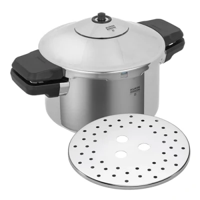 Imagen de Kuhn Rikon Duromatic Inox, Olla a Presión Super Rápida con Asas, Express Apta para Inducción, Fondo Superthermic una buena Distribucion del Calor, Acero Inoxidable 18/10, 4 L./ 24 Cm
