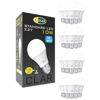 Imagen de CLAR Bombilla LED E27 4000K, Luz Neutra, Bombillas Neutra E27, LED, 10W (Pack 20)