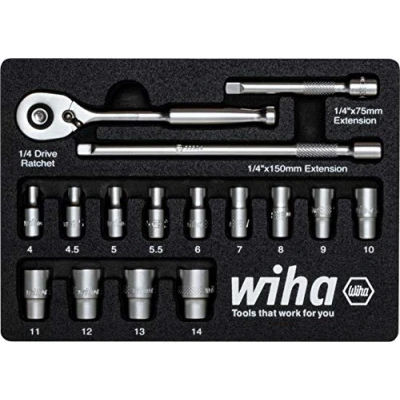 Imagen de Wiha Juego de 17 vasos 1/4&quot; Dr. 6PT, métrico
