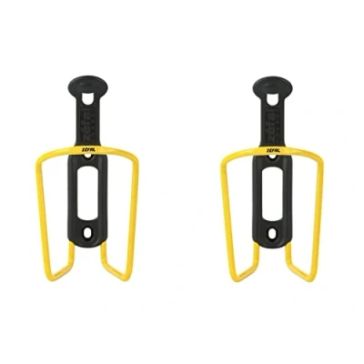 Imagen de ZEFAL Pack ALU Plast 124 de Dos portabidones Portabidón Bicicleta Aluminio para Todo Tipo Bicicletas Ligero y Resistente Amarillo