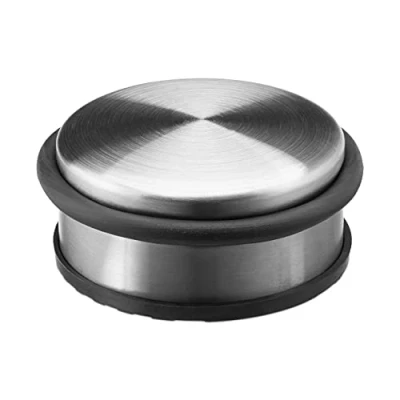 Imagen de relaxdays 10010081 Tope Puerta Acero Inoxidable de 1,2 kg Plana, Goma, Plateado, 4,5 x 10 cm