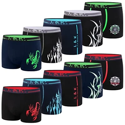 Imagen de L&amp;K Pack de 10 Bóxer Algodón Calzoncillos para Hombre Suaves y Cómodos 1102 L
