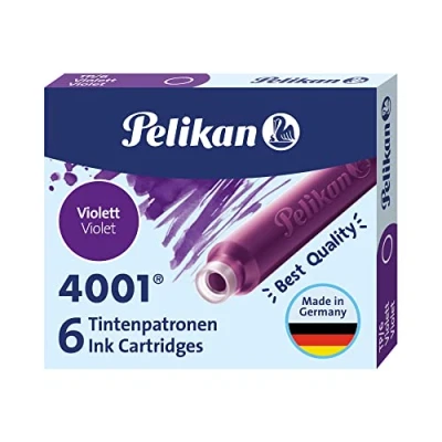 Imagen de Pelikan 301697A Juego de Cartuchos Tinta 4001 Para Plumas Estilográficas Tp6, Paquete 60 Unidades/10 Cajas 6 Cartuchos, Púrpura