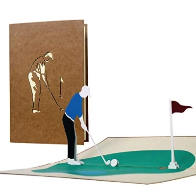 Imagen de Diese Klappkarten Cheque regalo, tarjeta Felicitacion emergente con golfista. cumpleaños, tarjetas regalo 3d y feliciation para amantes del golf padres, H15