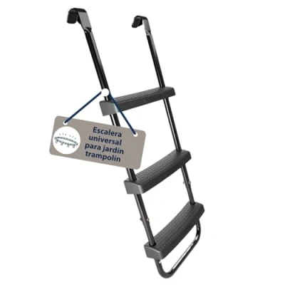 Imagen de HUDORA Escalera Universal Antideslizante para Trampolines con peldaños Anchos Ajustable en Altura Cama elástica Resistente a Rayos UV trampolín