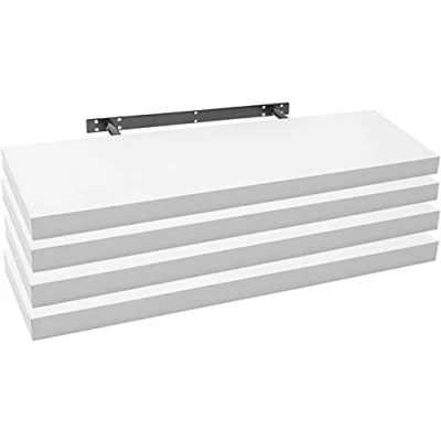 Imagen de WOLTU Estanteria Pared, Estante Flotante, Juego de 4 Pared Madera MDF, para salón, Cocina, Pasillo, Blanco RG9371ws