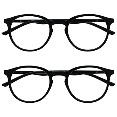Imagen de OPULIZE Met Gafas de Lectura Pack 2 Montura Redonda Negra Resistente a Arañazos Bisagras Muelle Ordenador Gaming Antirreflejante Hombre Mujer RR60 1 +3.00