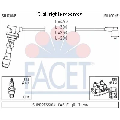 Imagen de FACET 4.7255 Juego de Cables Encendido Made in Italy OE Equivalent HYUNDAI: i20 I Hatchback, i10
