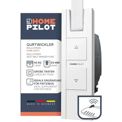 Imagen de HOMEPILOT RolloTron Pure DECT Motor eléctrico para persianas enrollables. Accesorio Smart Home ¡también apto instalaciones posteriores! Capacidad de carga: 45 kg