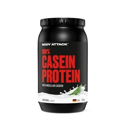 Imagen de Body Attack 100% proteína de caseína, rico en aminoácidos esenciales, desarrollo músculos, bajo carbohidratos para, los atletas y las personas conscientes su físico, natural, 900g