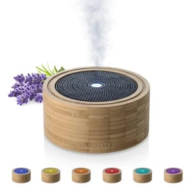 Imagen de Medisana AD 625 Difusor de aromas Bambú Ambientador habitación Lámpara aromática con temporizador Fragancia eléctrica para habitaciones Aceites esenciales aromáticos