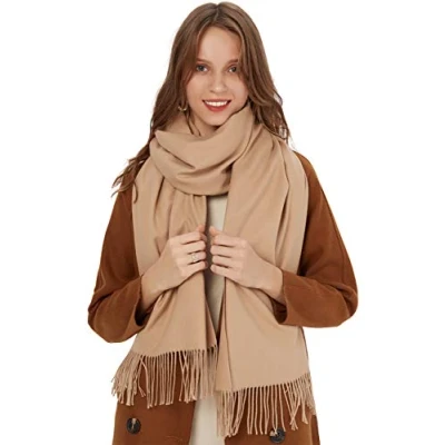Imagen de MaaMgic Bufanda de Invierno para Mujer Chal Pashminas Foulard Grande Larga 200 * 70CM Suave Mantón Grueso Multicolor Mujeres,Marrón claro