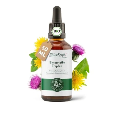 Imagen de BitterKraft! gotas de sustancias amargas orgánicas originales según Hildegard von Bingen altas dosis 9 exquisitas hierbas 100% natural (50 ml)