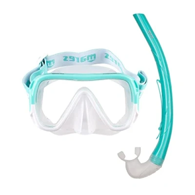 Imagen de Mares Aquazone Combo Keewee Jr, de Máscara y Tubo Snorkel para Adultos, Menta/Transparente