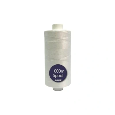 Imagen de KORBOND Bobina de Hilo poliéster Recubierto Blanco, Fuerte y Multiusos, Ideal para Coser a Mano o máquina, Manualidades, Acolchados, dobladillos remiendos, 1000 m