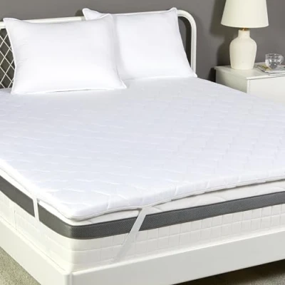 Imagen de Amazon Basics Tope para colchón de Espuma (160W x 200L 6H cm Altura, con Funda Lavable), Color Blanco
