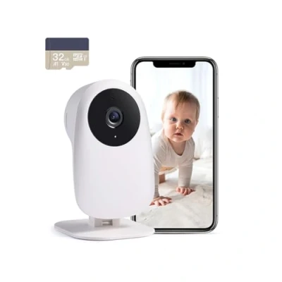 Imagen de [Exclusivo de Amazon] Nooie Baby Monitor con Tarjeta Micro SD, 1080P Visión Nocturna Detección Movimiento y Sonido 2.4G WiFi, para Nanny Ancianos monitoreo Mascotas, Funciona Alexa