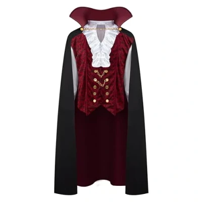 Imagen de Spooktacular Creations Renacimiento Medieval vampiro espantoso lujo disfraz de Halloween para hombres juego rol pecados Cosplay (rojo, XX Large)