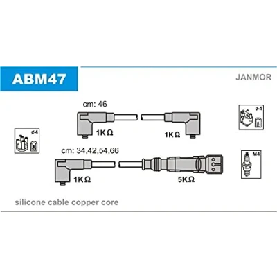 Imagen de JANMOR ABM47 Juego de Cables Encendido VOLKSWAGEN: Polo III Hatchback