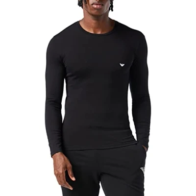 Imagen de Emporio Armani Camiseta básica de algodón elástico, Negro, XL para Hombre