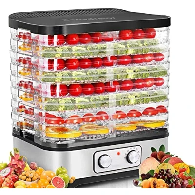 Imagen de COOCHEER Secador de Frutas y verduras, Deshidratador Alimentos 8 Pisos Bandejas, Verduras 400W con Temporizador 72H Temperatura Ajustable, Ajuste mecanico, sin BPA