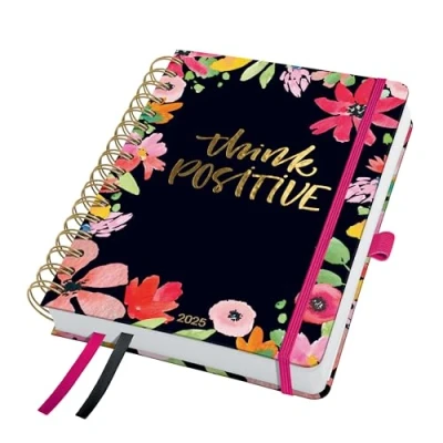 Imagen de SIGEL J5600 Jolie Agenda de espira 2025, Flower Love, 120 g/m², 16,8 x 21,5 cm, tapa dura, 240 páginas, negro, pink