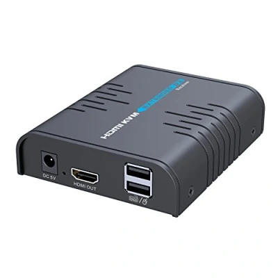 Imagen de MYPIN HDMI Extensor KVM 120m Switch sobre un Solo Cable Ethernet Cat 5/5E/6/7 Soporte Ultra HD 1080p@60Hz Control de Teclado y Mouse USB (PC000226A)