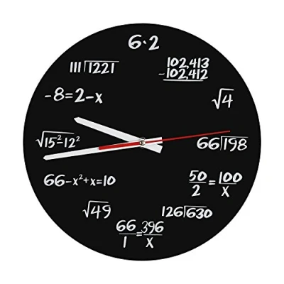 Imagen de Reloj de pared acrílico matemático creativo Diseño único fórmulas matemáticas divertidas para aula, hogar, oficina Decoración moderna