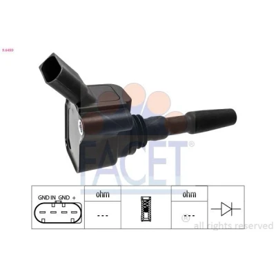 Imagen de FACET 9.6499 Bobina de encendido SEAT: Ibiza 4, Leon III ST, Hatchback, VOLKSWAGEN: Polo V Scirocco III, Golf 7