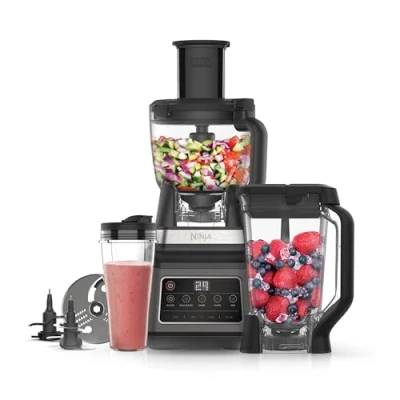 Imagen de Procesador de alimentos Ninja BN800EU, 1200 W, 2.1 l, 3 Velocidades, 21000 rpm, Libre BPA, Negro, Gris Piedra y Plateado